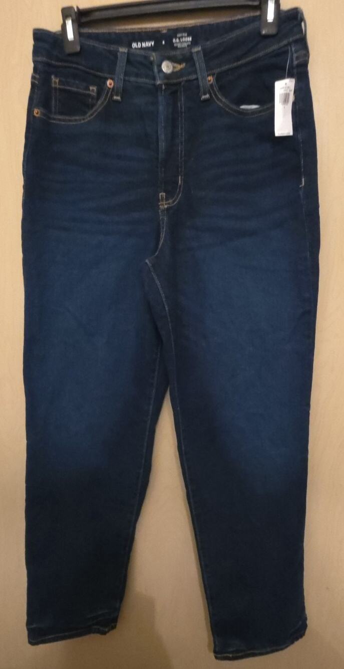 NWT Old Navy High-Rise OG Loose Dark Wash Denim Jeans Womens SIZE 8